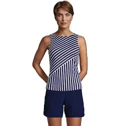 Lands' End Women's High Neck Modest Tankini Swimsuit Top with UPF 50