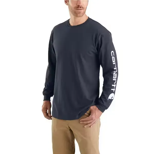 Carhartt Men's Loose Fit Heavyweight Long-Sleeve Logo Sleeve Graphic T-Shirt