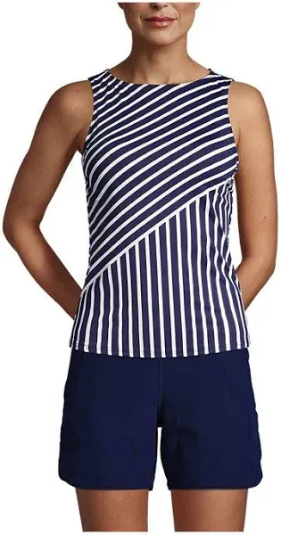 Lands' End Women's DD-Cup Chlorine Resistant High Neck UPF 50 Modest Tankini Swimsuit Top