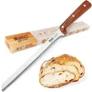 Mama&#039;s Great 10.5&#034; Ultra Sharp Serrated Bread Knife with Wood Handle Wide Blade