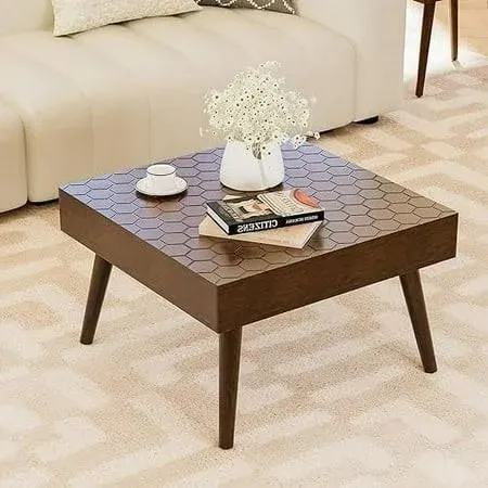 HOMPUS Rustic Farmhouse Square Coffee Table