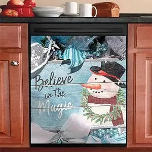 Yosa Magic Snowman Dishwasher Magnet Decorative Cover,Winter Decal Panel,Kitchen Country Fridge Door Magnetic Sticker 23x26inch