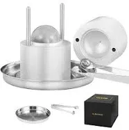 VEVOR Ice Ball Press, 2.4" Ice Ball Maker, Aviation Aluminum Ice Ball Press Kit for 60mm Ice Sphere, Ice Press with Tong and Drip Tray, for Whiskey, Cocktail, Bourbon, Scot on Party & Holiday, Red