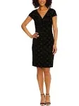 Maggy London V-Neck Cap Sleeve Knee Length Dress Black / 2