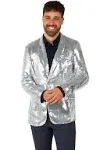 Suitmeister Men's Sequins Silver Blazer, Large