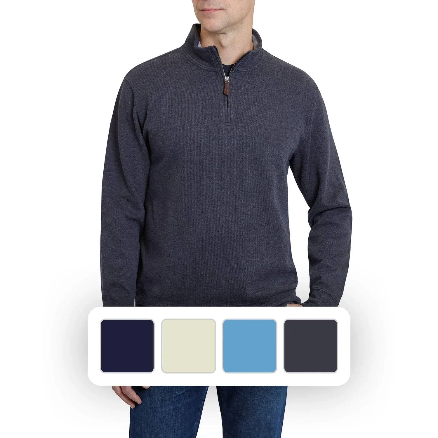 Lands' End Bedford Suéter acanalado con 1/4 de cremallera para hombre