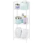 mDesign Steel Freestanding 3-Tier Storage Organizer Tower with Baskets - White