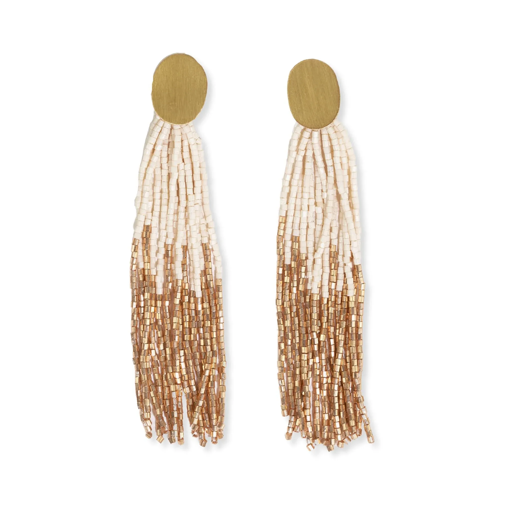 INK+ALLOY Beaded Earrings for Women, Mae Boho Long Tassel Earrings with Gold Accents, Hypoallergenic Handmade Jewelry for the Modern Bohemian, 3.1-Inch L