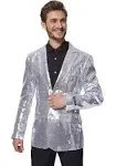 Suitmeister Men's Sequins Silver Blazer, Large