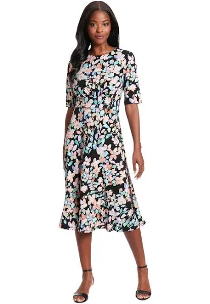 Women's London Times Printed Midi A-Line Dress