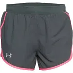 Under Armour Fly-By 2.0 Women&#039;s Running Shorts Size Medium Gray Pink Lined NEW