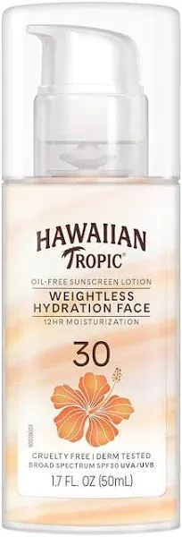 Hawaiian Tropic Silk Hydration Sunscreen Lotion, Weightless Face, Broad Spectrum SPF 30 - 1.7 fl oz