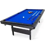 GoSports 6, 7, or 8 ft Billiards Table - Portable Pool Table - Includes Full Set of Balls, 2 Cue Sticks, Chalk and Felt Brush; Choose Size and Color