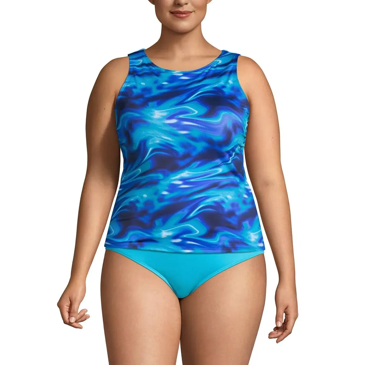 Plus Size Lands' End UPF 50 Bust Minimizer Tankini Swimsuit Top