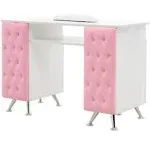 BarberPub Manicure Table with Drawers, Acetone Resistant Nail Desk, Spa Salon Storage Equipment 2671