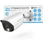 Amcrest Ai Bullet IP PoE Camera w/ 49ft Color Night Vision, Security IP Camera Outdoor, Built-in Microphone, Human & Vehicle Detection, 129 FOV, 5MP@