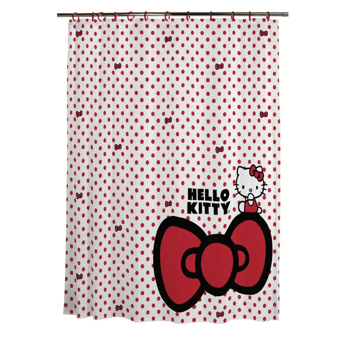 Hello Kitty Polka Dot Bow Print Shower Curtain