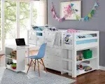 Naomi Home Low Study Loft Bed White/Twin