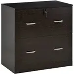 Vinsetto 2 Drawer File Cabinet with Lock Vertical Storage Filing Cabinet with Hanging Bar for A4 Size Home Office Espresso