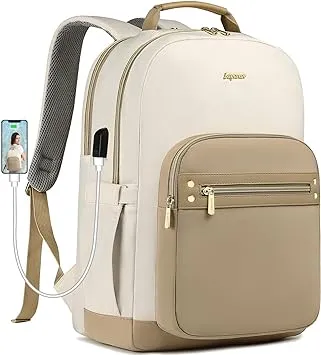 laptop backpack for Women - 15.6 inch Work Bags Travel Backpack with USB Charger College Bookbag Waterproof Business Computer Backpack Anti-theft Casual Backpacks for Nurse Teacher khaki