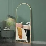 CASSILANDO Arched Full Length Mirror 64" x 21", Floor Standing Mirror, Unique Vertical Mirror, Gold Metal Frame Mirror, for Living Room, Bedroom, Entrance, and Bathroom