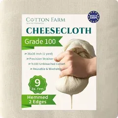 Cotton Farm Grade 100 XL Cheese Cloths - Straining &amp; More; 36x36 Inch; 100% U...