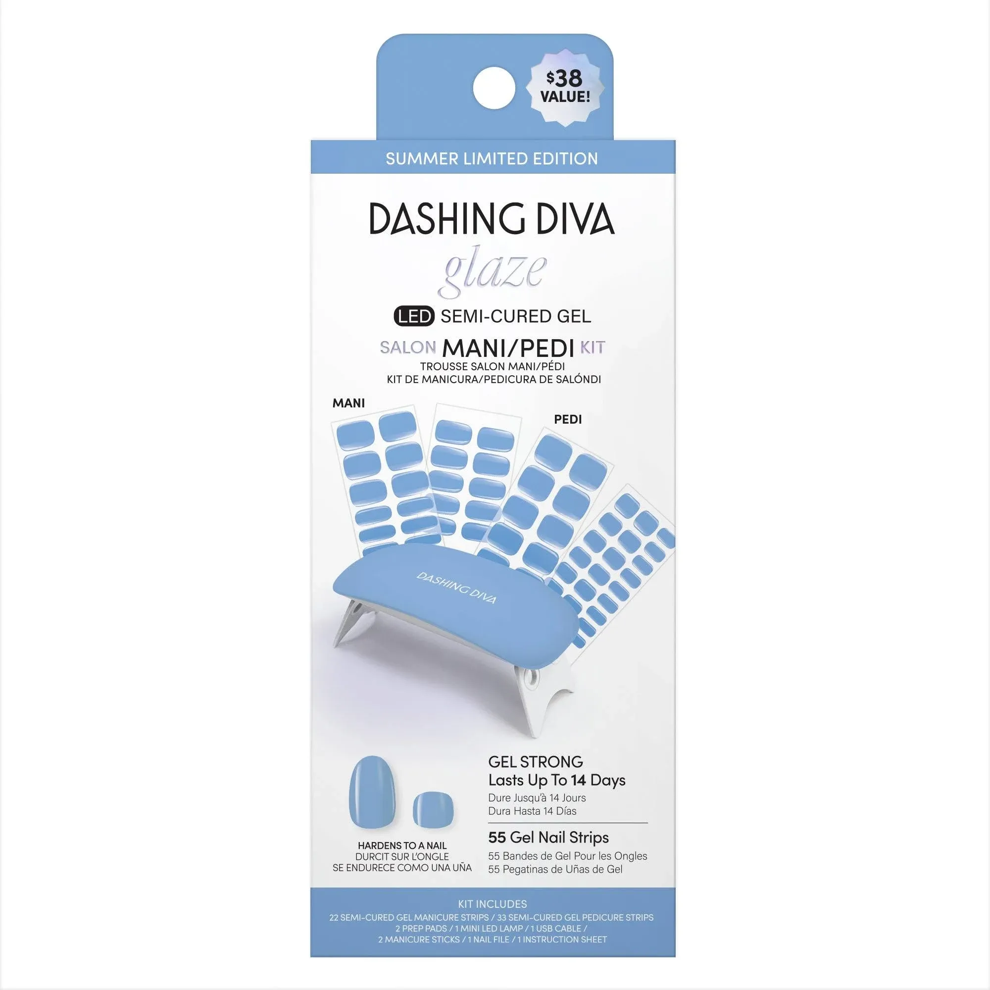 Dashing Diva Glaze Semi-Cured Gel Mani/Pedi Kit - Bitesize Blue