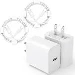 iPhone 15 Charger USB C Wall Charger iPad Pro Charger 2-Pack 20W Type C Charger