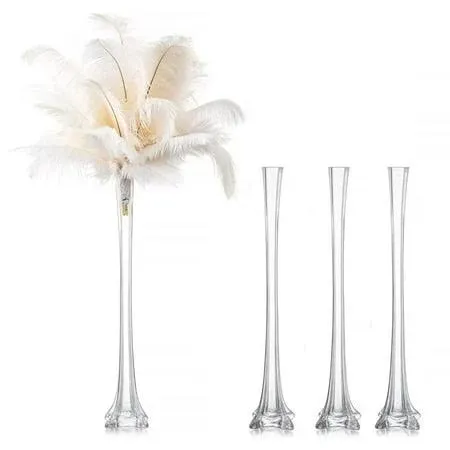 Glasseam 20 inch Tall Glass Vases for Wedding Table Centerpieces Set of 4 Clear Eiffel Tower Vase, Size: 20 Tall