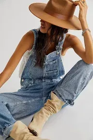 Free People Black Denim Ziggy Overalls M