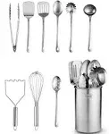 Steel Kitchen Utensil Set - 10-piece premium Nonstick &amp; Heat