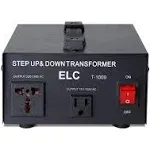 ELC T-1000 1000-Watt Voltage Converter Transformer - Step Up/Down - 110V/220V - Circuit Breaker Protection