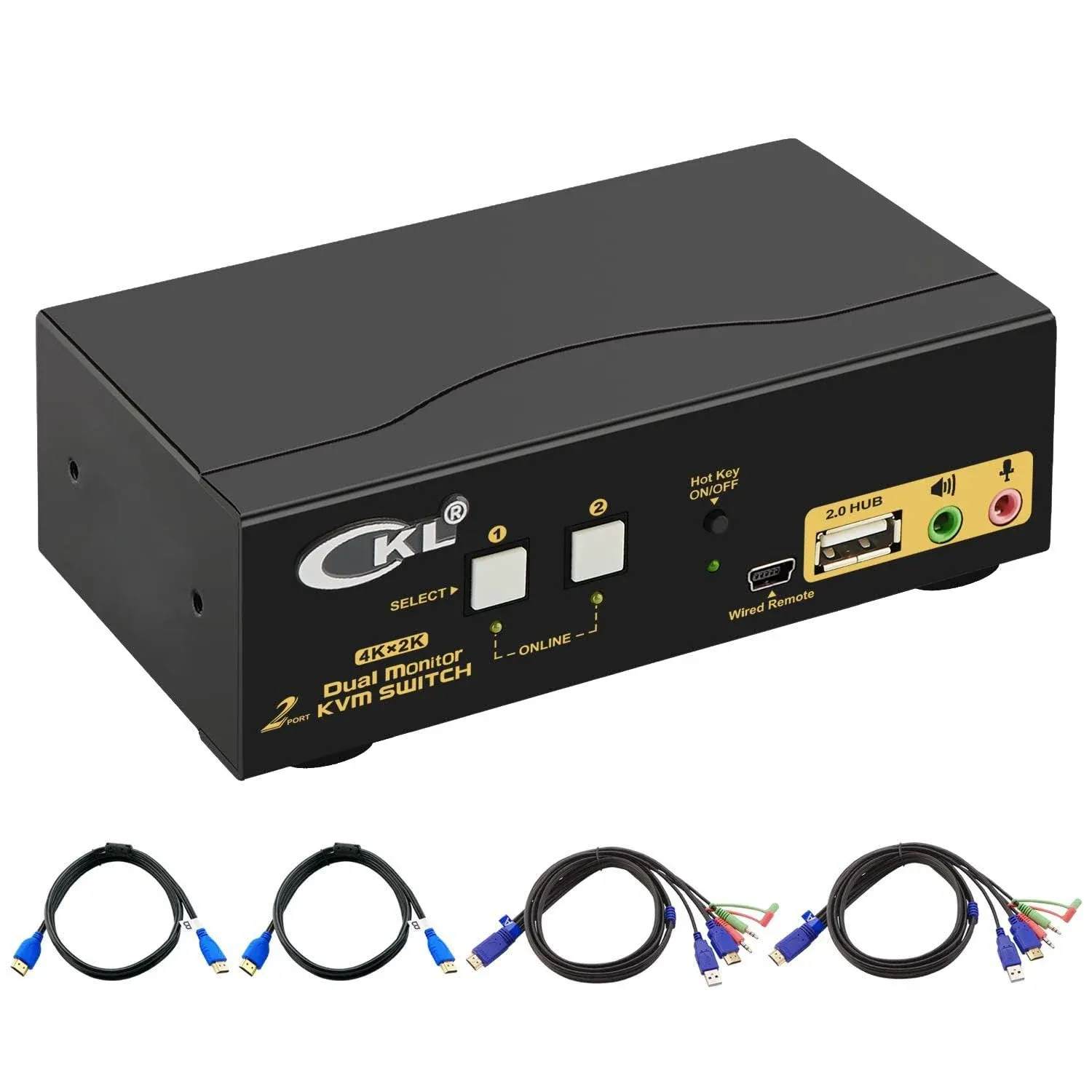 CKL HDMI KVM Switch 2 Port Dual Monitor 4K (CKL-922HUA) HDMI USB 2.0 4K@30Hz