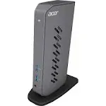 Acer U301 USB 3.0 Dock for Windows | 2 x HDMI ports | 2 USB 3.1 Gen 1 ports | 4 USB 2.0 Ports | Gigabit Ethernet | Requires One USB 3.1 Type A or USB 3.1 Type-C on Computer | Gray