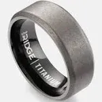 Ridge 8mm Beveled Ring Set - Stonewashed Titanium