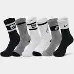 Nike Kid`s Everyday Cushioned Crew Socks 6 Pack (Multi-Color(CK7302-901)/Black