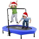 Ancheer Foldable Trampoline Mini Rebounder Trampoline with Adjustable Handle Exercise Trampoline for Indoor/Garden/Workout Cardio Parent-child