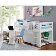 Naomi Home Twin Loft Bed with Desk Low Study Kids Loft Bed