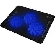 Laptop Cooler Cooling Pad Slim Portable USB Powered 3 Fans Black And Blue NEW