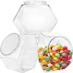 3 Pcs Plastic Candy Jars,Clear Cookie Jars 71 Oz for Kitchen Counter,Hexago<wbr/>n Coo