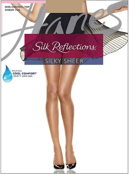 Set of 2, Silk Reflections Women&#039;s Pantyhose Jet Black Size EF - Brand New