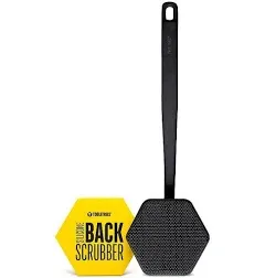 Tooletries - Silicone Back Scrubber with Hook - Exfoliating Shower Brush, Back Washer for Men, Durable Back Brush with Long Handle - Long Lasting Bath & Shower Accessories - Charcoal