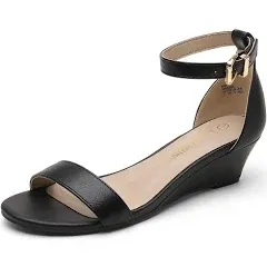 DREAM PAIRS Women's Ingrid Ankle Strap Low Wedge Sandal