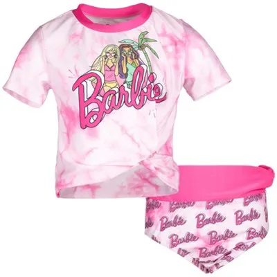 Barbie Short Sleeve Rash Guard Swim Shirt & Swim Bottom Full Coverage