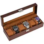 6 Slot PU Leather Watch Box for Men | ProCase