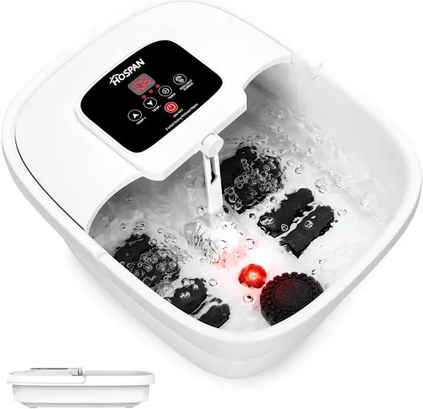 HOSPAN Collapsible Foot Spa Electric Rotary Massage, Foot Bath with Heat, Bubble, Remote, and 24 Motorized Shiatsu Massage Balls. Pedicure Foot Spa for Feet Stress Relief