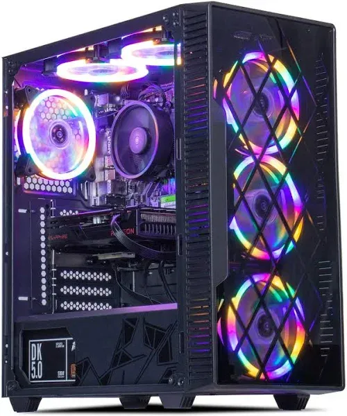 MXZ Gaming PC Desktop Computer, AMD Ryzen 5 4500, RTX 3060,16GB DDR4, NVME 500G SSD, 6RGB Fans, Win 11 Pro Ready, Gamer Desktop Computer(R5 4500| RTX3060)