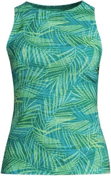 Lands' End Women's Chlorine Resistant High Neck UPF 50 Modest Tankini Swimsuit Top