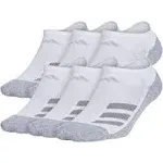 Adidas Youth Cushioned Angle Stripe No-Show Socks – 6 Pack, Large, White/White