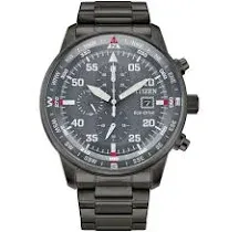 Citizen Men's Eco-Drive Sport Casual Brycen Weekender Chronograph Gray Stainless Steel Watch, 12/24 Hour Time, Date, Luminous Markers, 44mm